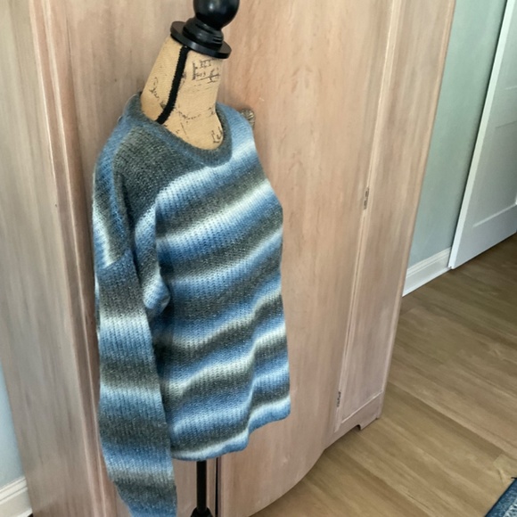 NWT Belle Belldini striped sweater wool blend ombré blue gray nautical boho L - Picture 14 of 16